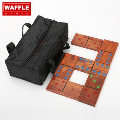 China Giant WAFFLE GAMES Premium Solid Wood Six Size Double Stained Giant Wooden Domino Set for sale