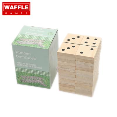 China WAFFLE GAMES Premium Solid Wood Double Six Size Natural Color Giant Dominoes Game Set for sale