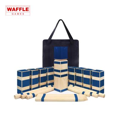 China Premium Durable WAFFLE Kubb Wooden Game Set Outdoor Game for Yard Wedding BBQ with Carry Bag for sale