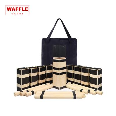 China Durable WAFFLE Premium Kubb Game Set Wooden Outdoor Lawn Game With Storage Bag for sale