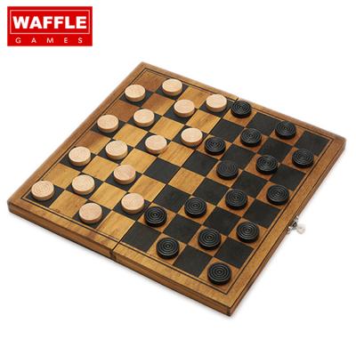 China Varnished WAFFLE GAMES Varnished Wooden Checkers With Antique Finish Wooden Drafts for sale