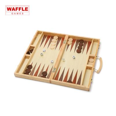 China GT Portable Travel Varnished Wooden Backgammon Game Set With Handle for sale