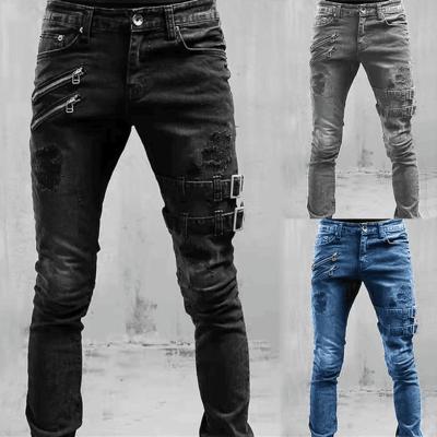 China Men's Motorcycle Jeans Skinny Cutome Denim Pants Trousers Designer Streetwear Jeans Men High Rise Breathable Biker Jeans for sale