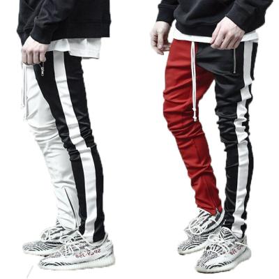 China Zipper Ankle Men Anti-Pilling Pants Hip Hop Street Side Stripe Casual Pants Color Block Jogging Pants Patchwork Custom Sweatpants for sale