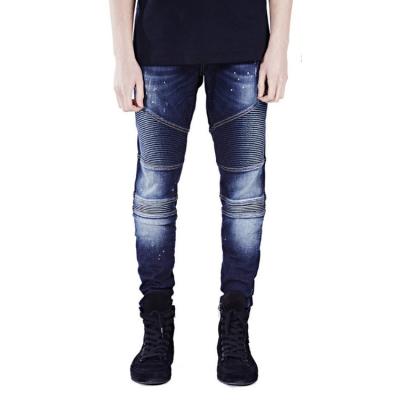 China Men's NEW Breathable Jeans Design Fashion Biker Track Hiphop Slim Jeans Dark Blue Painting for sale