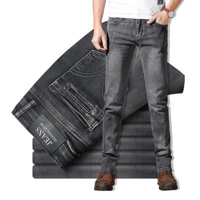 China 2021 New Style Fashion Denim Pants Men's Classic Male Gray Pants Stretch Breathable Regular Fit Business Casual Wear Jeans for sale