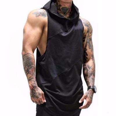 China 2022 New Summer Men's Viable Splice Strength Elastic Breathable Mesh GYM Gym Muscle Fitness Clothing Pulsating Sleeveless Hooded Tees for sale