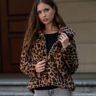 China 2022 Anti-Shrink Autumn And Winter Sale Women'S Long Sleeve Faux Fur Rabbit Hair Leopard Print Fashion Women's Clothing Keep Warm Coat for sale