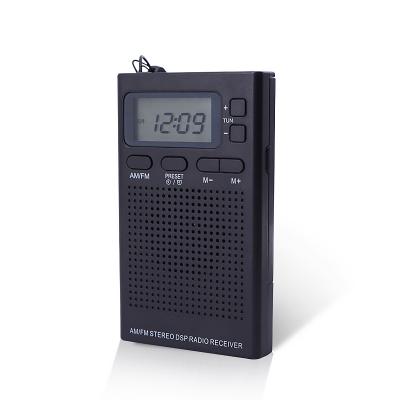 China LCD Display DSP Long Range Vofull AM FM Radio Receiver Conference Digital Clock Portable Outdoor Pocket Radio for sale