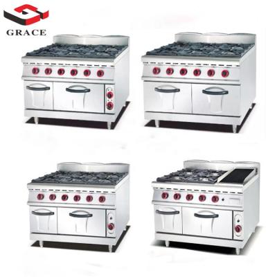 China Piezo Boiling Top Gas Stove With 6 - Burner And Gas Oven Commercial Kitchen Equipment Restaurant for sale