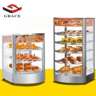 China Showcase Hot Food Display Warmer Pizza Chicken Bread Snack Bar Grace Snack Equipment Food Heating Showcase for sale