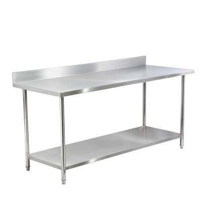 China Commercial Kitchen Restaurant Buffet Operation Table Durable Stainless Steel Work Table With Back for sale