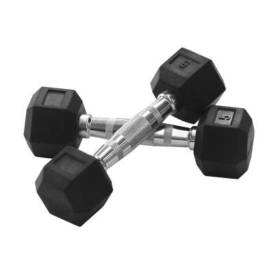 China Factory Sale Chrome Rubber Covered Grip Dumbbell Weightlifting Fitness Molding Rubber Coated Dumbbell for sale