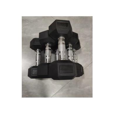 China Rubber Covered Dumbbell 5,10,15,20,25,30 Pound Kgs Rubber Coated Dumbbell Set for sale