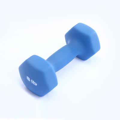 China Custom Fitness Equipment Plastic Coated Dumbbell Color Logo Weight Hexagon Plastic Free Dip Dumbbell for sale