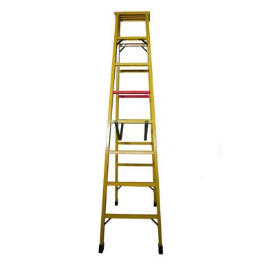 China Folding Ladders Yellow Color 2.5m Double Sided Insulation FRP Ladder for sale