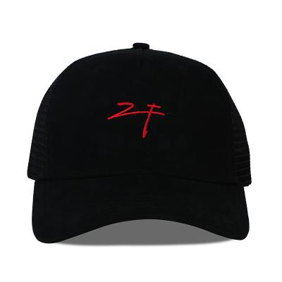 China 2023 Breathable Cotton 5 Panel 3D Mesh Snap Back Men Trucker Baseball Cap Embroidered Patch Trucker Hat for sale