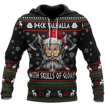 China Mens Autumn Hoodie Christmas Viking Style Skull 3D Print Sweatshirts QUICK DRY for sale