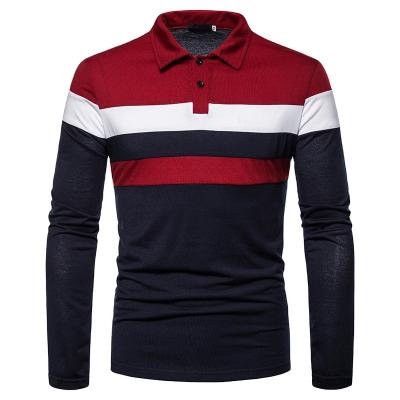 China Custom Men's Golf Polo Shirt Mens Polo Shirts Design Your Own Formal Striped Anti-Wrinkle Long Sleeve Polo Shirt for sale