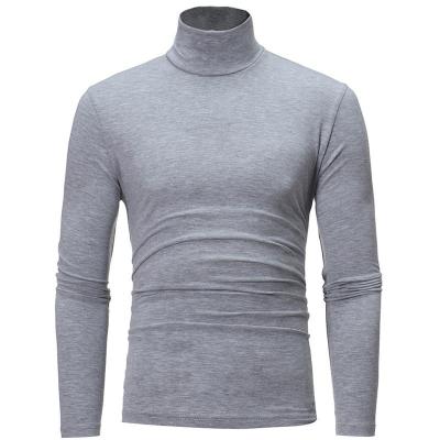 China 100% Cotton Simple Mens Turtle Neck T-shirt Custom Blank Long Sleeve Men's Clothing Breathable Shirts for sale