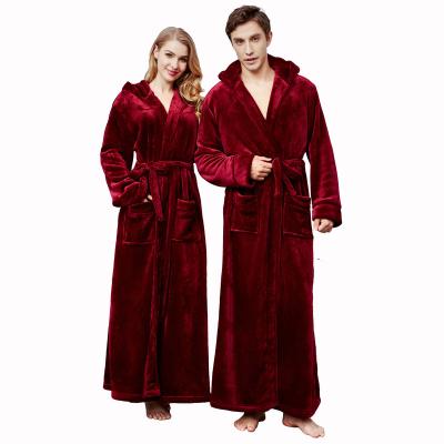 China 100% Breathable Thick Flannel Coral Fleece Hotel Bathrobe Plush Bathrobe For Women And Men for sale