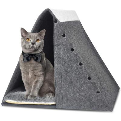 China Lovely Cat Sleeping Bed Soft Material Pet Sleeping Bag Pet Cushion Cat House Cat Dog Viable Bed Room for sale