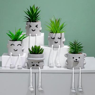 China Wholesale Minimalist Home Decor Indoor Artificial Succulent Face Plant Small Potted Plant for sale