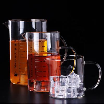 China Hand Made Borosilicate Glass Heat Resistant Measuring Cup Viable Mouth Blow for sale