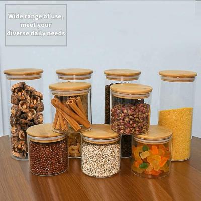 China Sustainable Food Storage Jars With Bamboo Lid Waterproof Borosilicate Glass Jar for sale