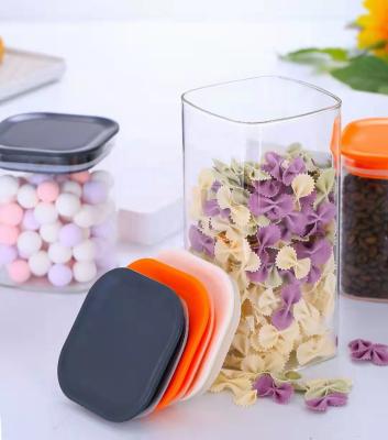 China Amazon Best Selling Borosilicate Canister Kitchen Canister Viable Airtight Food Storage Containers Amazon Glass Jar With Plastic Lid for sale