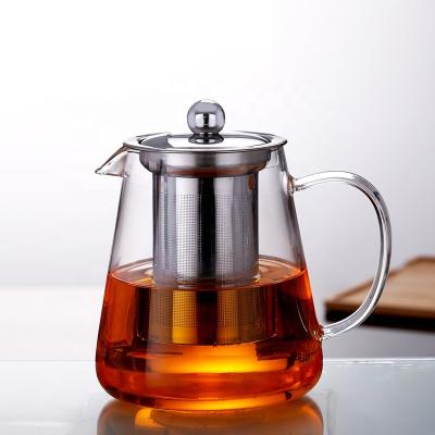 China WITH LID Transparent High Borosilicate Teapot Heat Resistant Glass Teapot With Infuser for sale