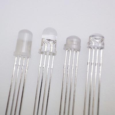 China AlGaInP DyPh LED Multicolor Common Anode 3mm 4.8mm 5mm Straw Hat RGB Tricolor 4 Pin Dip Led Diode for sale