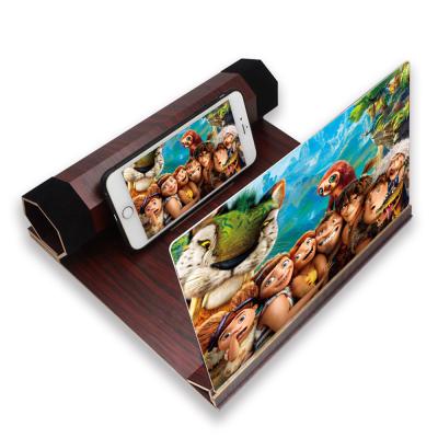 China Wooden Super Magnifier 3D Magnifier HD Video Amplifier Screen Mobile Phone Holder 12inch Smart Phone Stand for sale