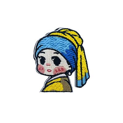 China Sustainable Cartoon Character Girl Factory wholesale custom bulk hat clothing velcroes patch sew on iron on embroidery patches for sale