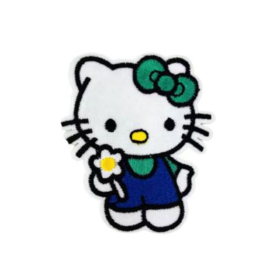 China Viable Factory Custom Wholesale Bulk Sanrio KT Cat Patch Sew On Hat Woven Patch Anime Disneys Apparel Embroidery Patches for sale