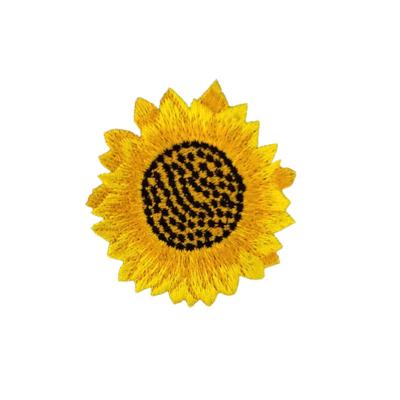 China Sustainable Sunflower patch factory custom wholesale bulk dog disneyes flower hat clothing woven sew on iron on anime embroidery patches for sale