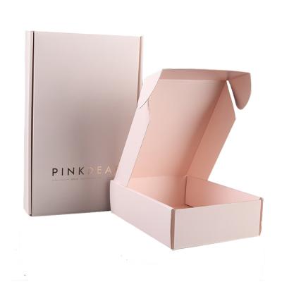 China Recycled Materials Custom Printed Hat Packaging Box Recycled Pink Corrugated Packaging Boxes Custom for sale