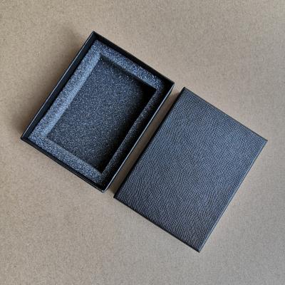 China 2 Pcs Recyclable Slim Black Lid And Base Gift Box And Card Holder Wallet Packaging Box With Sponge Insert for sale