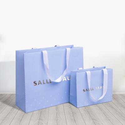 China Packaging Canton Recyclable Shopping Bag Custom Kraft Paper Bag With Ribbon Handle for sale