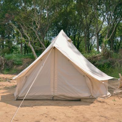 China Trine/V-Type Ground Nail Cotton Camping Yurt Glamping Tent 4-6 Person Four Seasons Large Family Pyramid Tents for sale