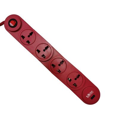 China 94V0 Flame Retardant 4 Way Universal Power Strip 2.1A USB Extension Flexible Plug for sale