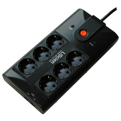 China European residential/general purpose extension cord power strip with 2 USB ports for sale