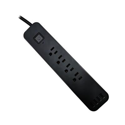 China 94V0 Flame Retardant 4 Way USA Power Extension Socket American Style Smart USB Power Strip, With 4 USB Charging Ports 3.1A for sale