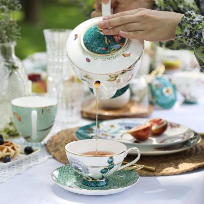 China Sustainable Spring Breeze And Swallow Milk Mug Sugar Bowl Coffee Cup Tea Sets Teapot Teacup Set Ceramic for sale