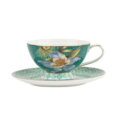 China Viable Wholesale Good Quality Customized Chinese Ceramic Tea Cup and Saucer Flower Tea Cups Spring Breeze and Swallow for sale