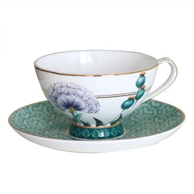 China Excellent Quality Contemporary Exquisite Workmanship Floral Colorful Ceramic Saucer Vintage Bird Coffee Cup Bone China Tea Cup for sale