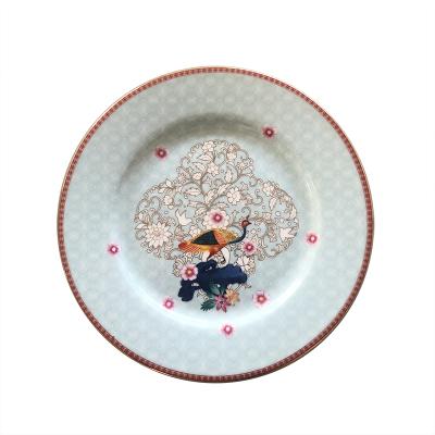 China High Selling Peacock Contemporary Unique Oriental Bone China Design Dessert Serving Dish Ceramic Dishes for sale