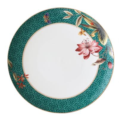 China Contemporary high quality hot sale fine bone china exquisite floral fine dinner dish for sale