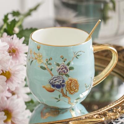 China Viable Wide Mouth Pomegranate Guangdong Bone China Coffee Cup Viable Wide Suitable Prices Good Quality Mug With Ceramic Lid for sale