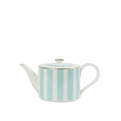 China Viable High Quality Suitable Multiple Scenarios Instructions Blue Stripes Design Fine Bone China Porcelain Teapot for sale